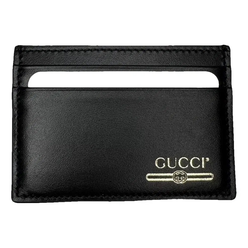 Gucci Black And Gold Leather Card Holder